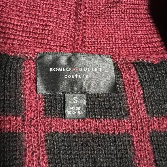 Romeo & Juliet Couture Window Pane Pattern Open Front Knit Cardigan Size S - Picture 4 of 8